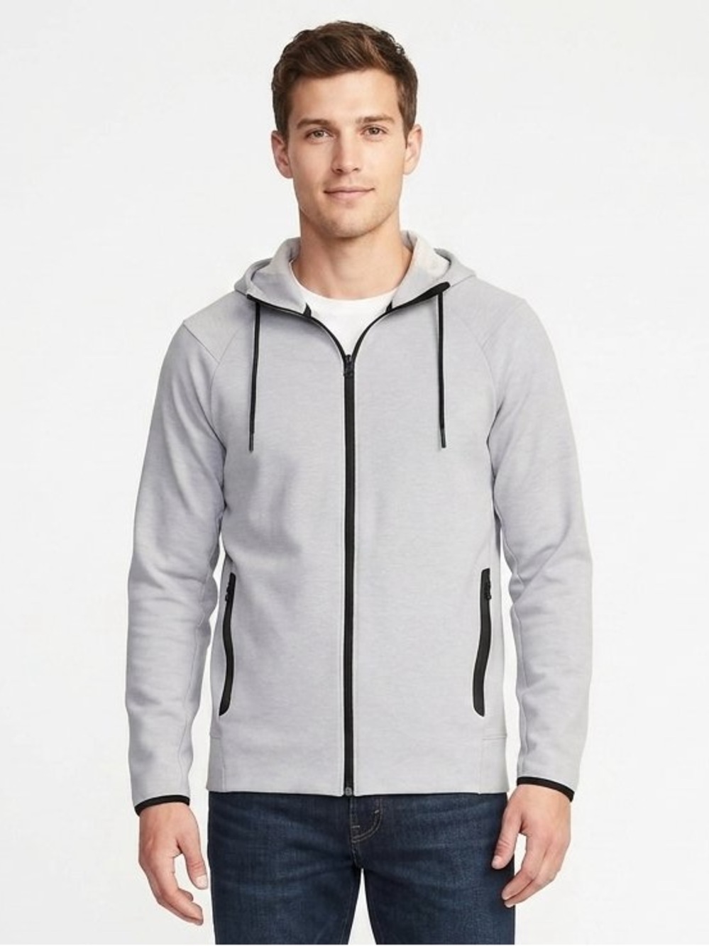 Old Navy Men’s Active Dynamic Fleece Full-Zip Hoodie Heather Gray Small